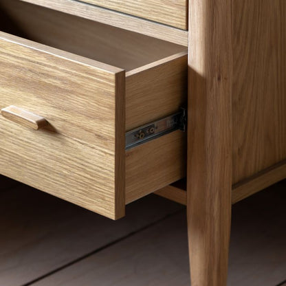 Gallery Direct Camden 3 Drawer Chest features spacious wide drawers with slim wooden handles, in a smooth Natural wood grain finish 