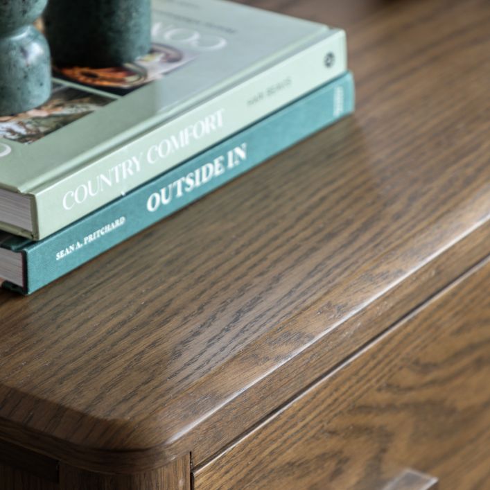Gallery Direct Camden 3 Drawer Chest is finished in a Walnut coloured wood grain with gently rounded edges