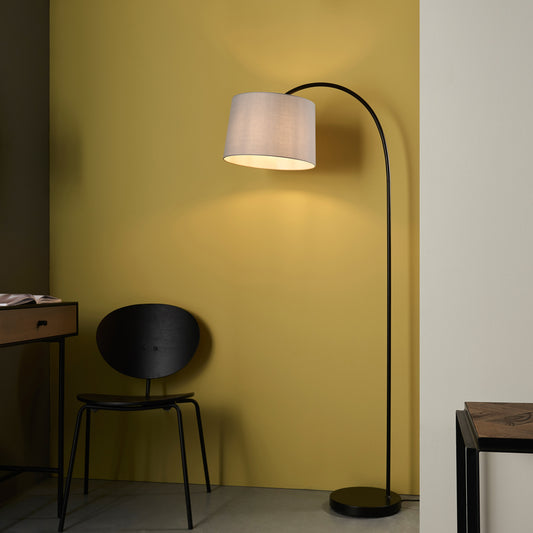 Gallery Direct Carlson Floor Lamp Black, styled in a room setting