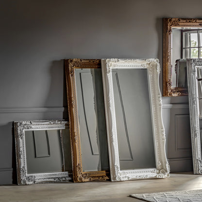 Gallery Direct Carved Louis Mirror Silver displayed in a styled interior