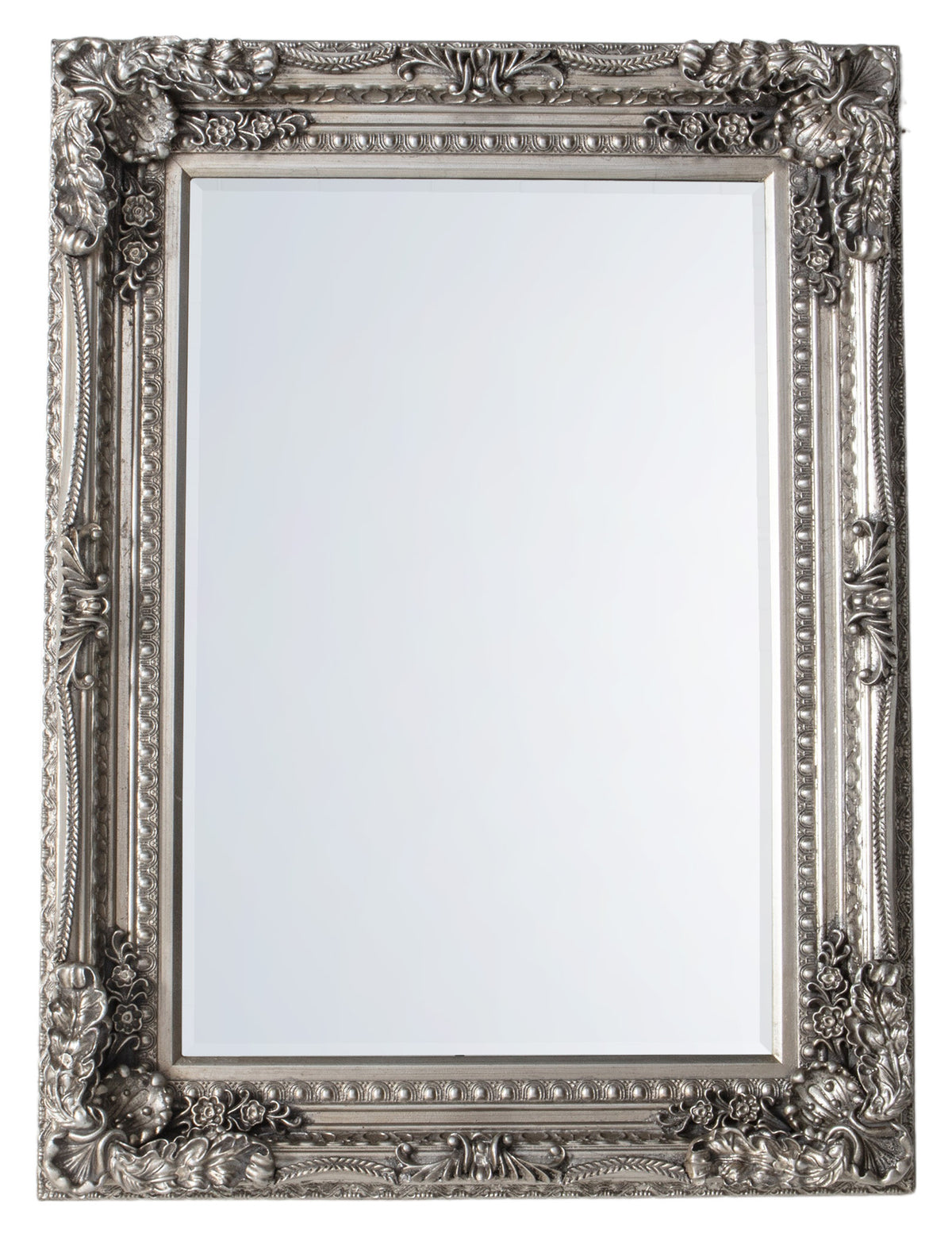 Gallery Direct Carved Louis Mirror Silver, complete product view