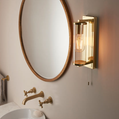 Gallery Direct Cassidy Bathroom Wall Light Brass, styled in a room setting
