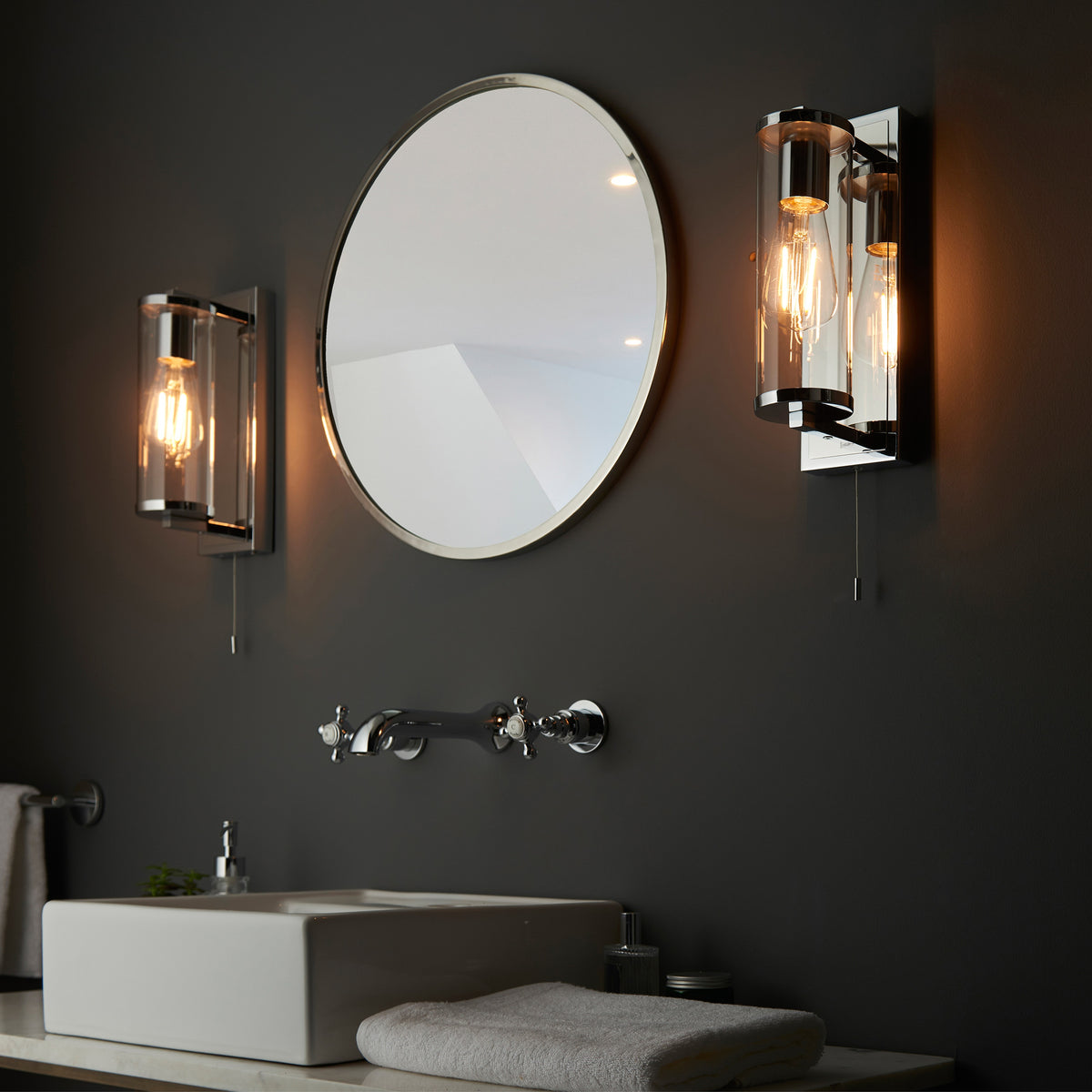 Gallery Direct Cassidy Bathroom Wall Light Chrome, styled in a room setting