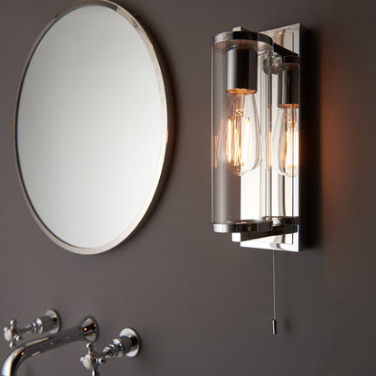 Gallery Direct Cassidy Bathroom Wall Light Chrome, styled in a room setting
