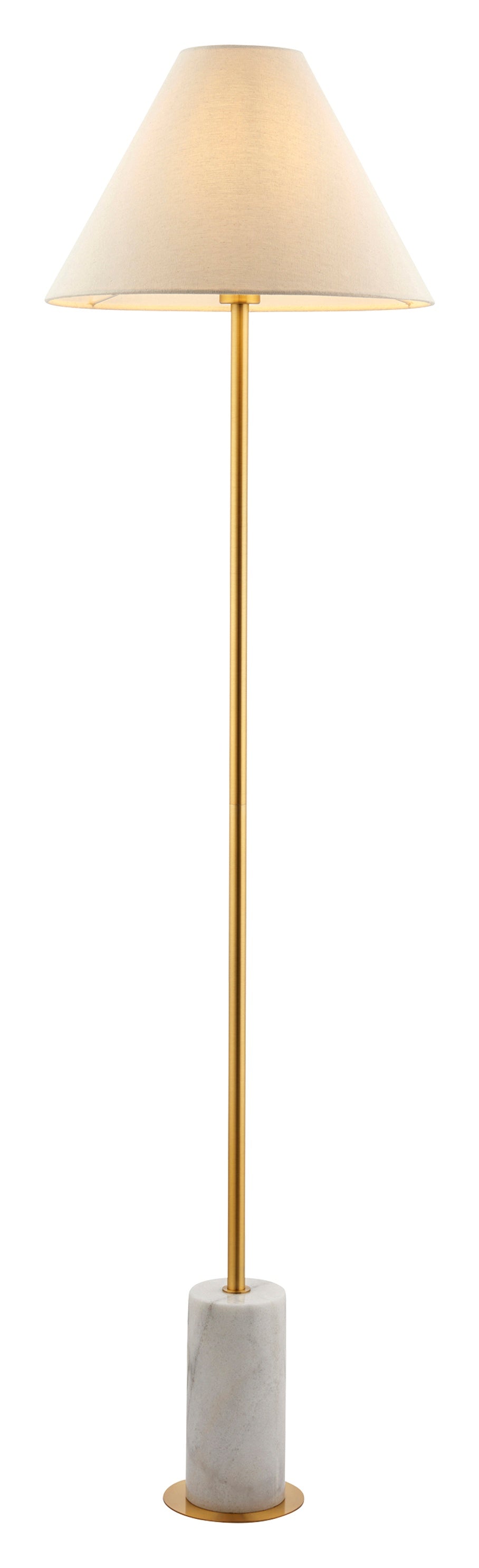 Gallery Direct Cassini Floor Lamp Brass and Marble, complete product view on a white background