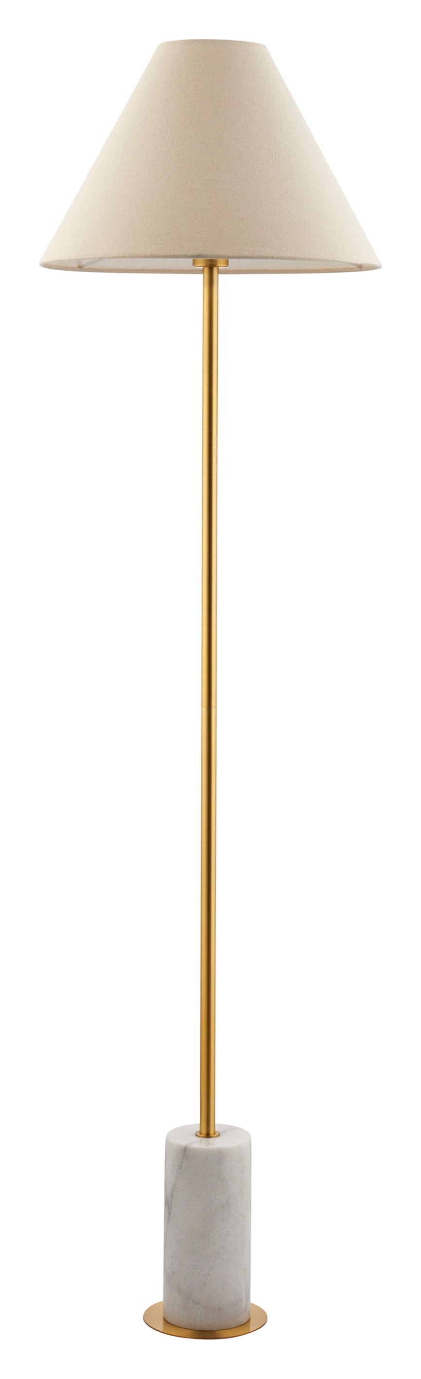 Gallery Direct Cassini Floor Lamp Brass and Marble, complete product view on a white background