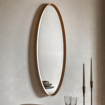 Gallery Direct Cedar Elipse Mirror Oak displayed in a styled interior