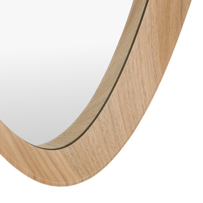 Gallery Direct Cedar Elipse Mirror Oak, close-up of the mirror and frame details