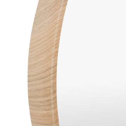 Gallery Direct Cedar Round Mirror Oak, close-up of the mirror and frame details