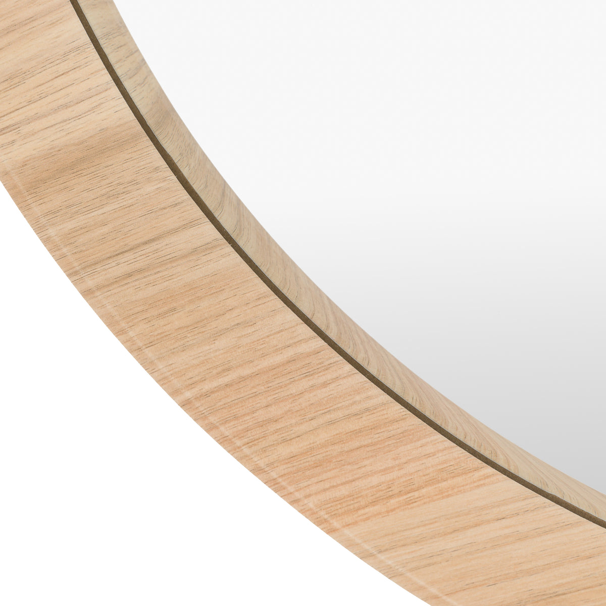 Gallery Direct Cedar Round Mirror Oak, close-up of the mirror and frame details