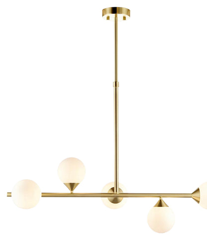 Gallery Direct Celeste 5 Linear Pendant Light Satin Gold, complete product view on a white background