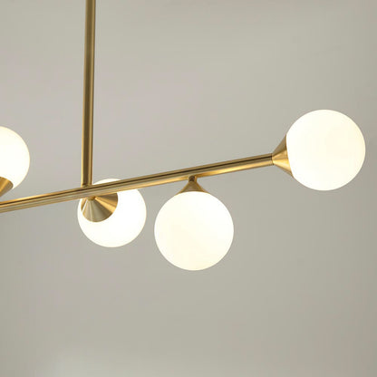 Gallery Direct Celeste 5 Linear Pendant Light Satin Gold, close-up of the finish and design