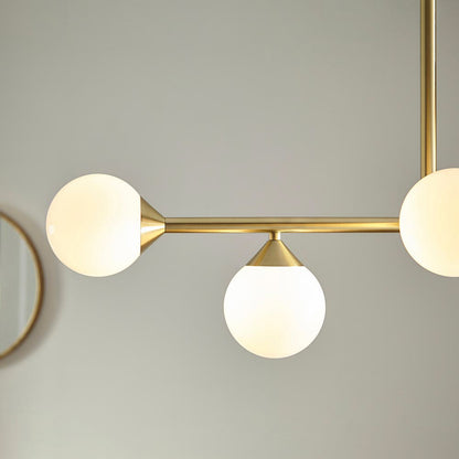 Gallery Direct Celeste 5 Linear Pendant Light Satin Gold, close-up of the finish and design