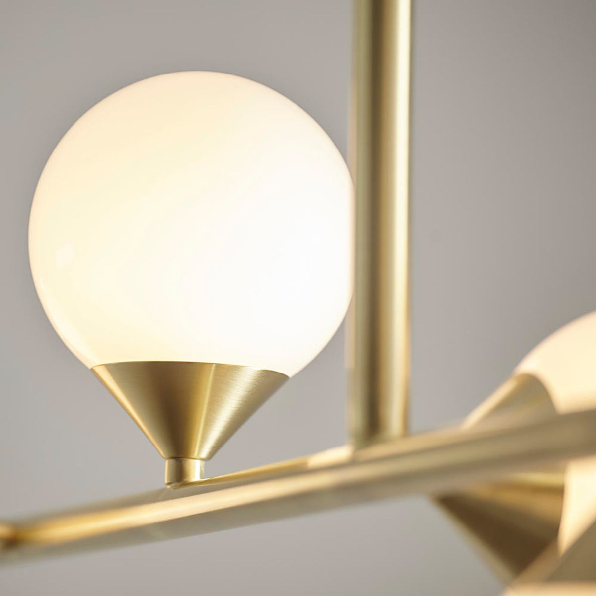 Gallery Direct Celeste 5 Linear Pendant Light Satin Gold, close-up of the finish and design