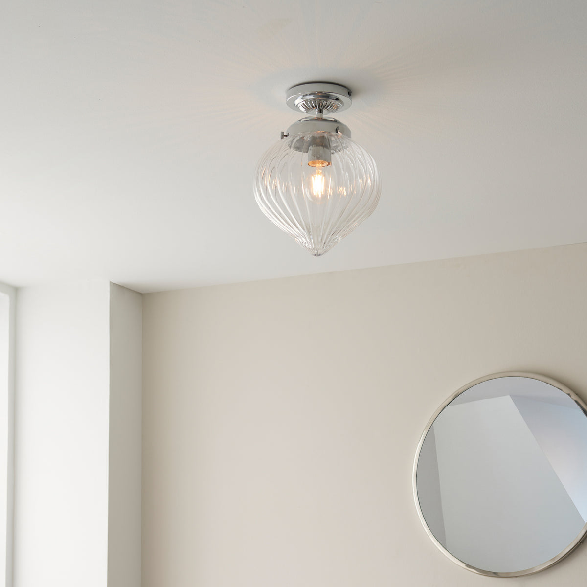 Gallery Direct Cheston Bathroom 1 Ceiling Light, styled in a room setting