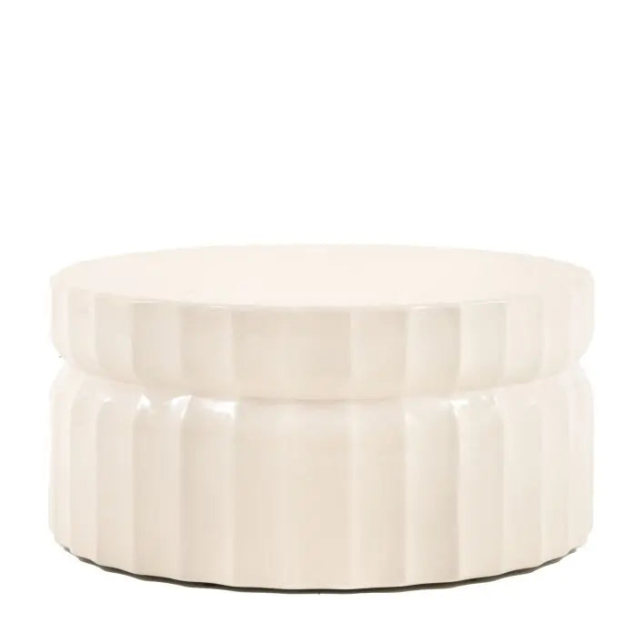 Gallery Direct Cirella Coffee Table is crafted from glass reinforced concrete with a Creamy glazed finish
