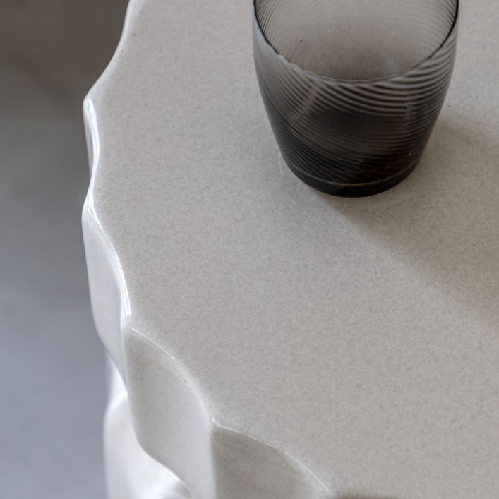 Gallery Direct Cirella Side Table is made using GRC and finished with creamy glaze for a smooth polished look and feel