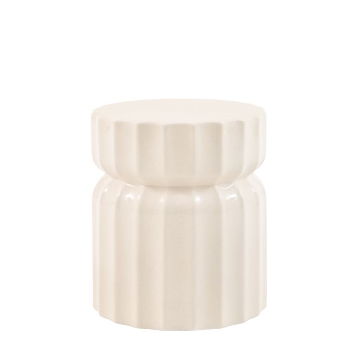 Gallery Direct Cirella Side Table constructed from glass reinforced concrete with a Cream glaze finish