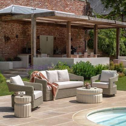 Gallery Direct Cirella Side Table brings a contemporary elegance to any interior or exterior, made from glass reinforced concrete for durability with a Cream glazed finish for a sophisticated aesthetic