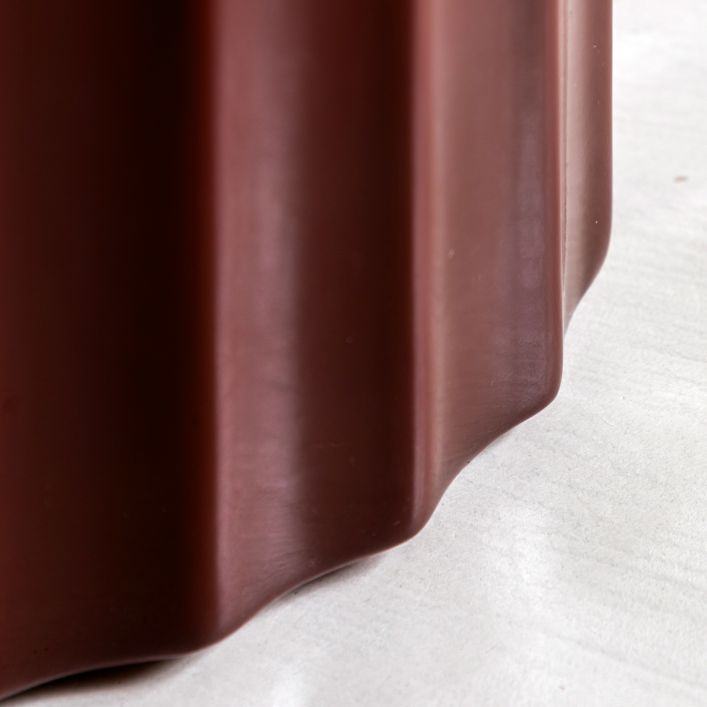 Gallery Direct Cirella Side Table in a Rust brown glaze, with distinctive ridge pattern design