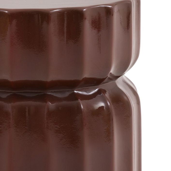 Gallery Direct Cirella Side Table features a distinctive ridge pattern in a Rust brown coloured glaze
