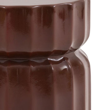 Gallery Direct Cirella Side Table features a distinctive ridge pattern in a Rust brown coloured glaze