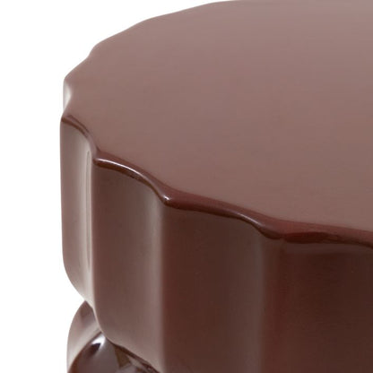 Gallery Direct Cirella Side Table in a Rust brown glaze, with distinctive ridge patterned edges