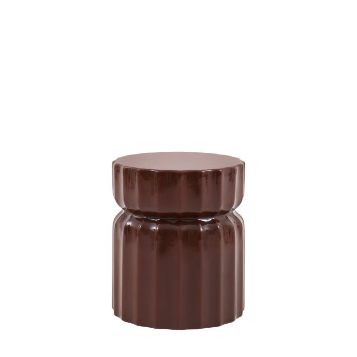 Gallery Direct Cirella indoor or outdoor Side Table in a Rust glaze with a distinctive ridge pattern design