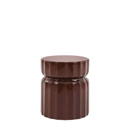 Gallery Direct Cirella indoor or outdoor Side Table in a Rust glaze with a distinctive ridge pattern design