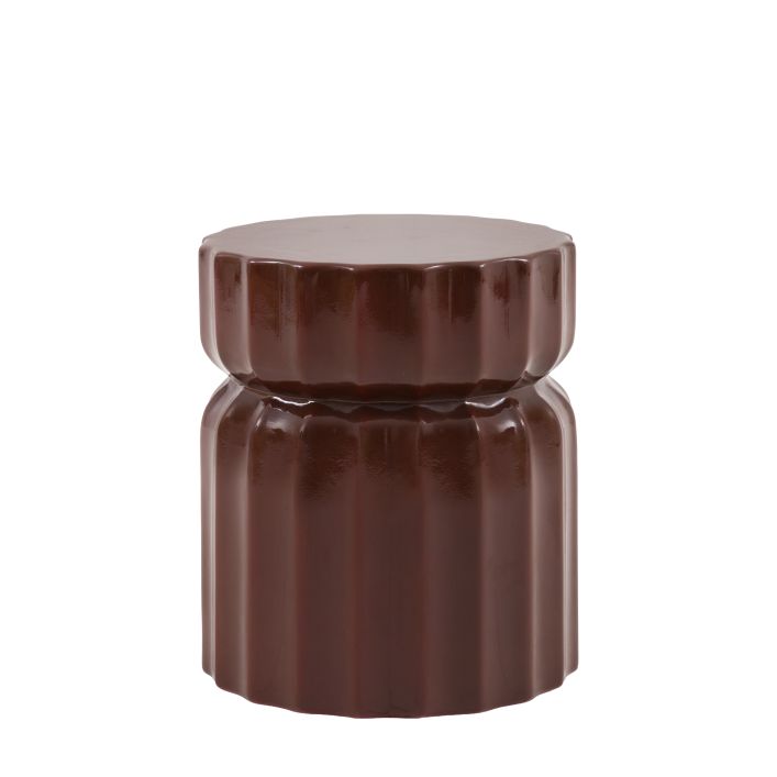 Gallery Direct Cirella Side Table is a contemporary accent piece made from glass reinforced concrete with a Rust brown glazed finish