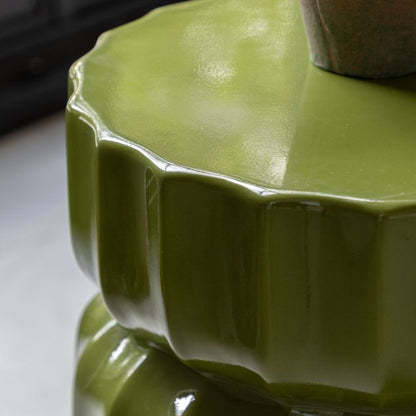 Gallery Direct Cirella Side Table in Verde features a ridged pattern design, finished in a rich green colour glaze