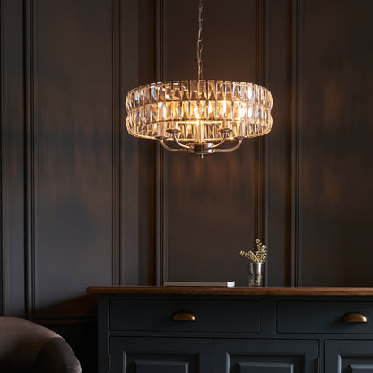 Gallery Direct Clifton 5 Pendant Light Bright Nickel, styled in a room setting