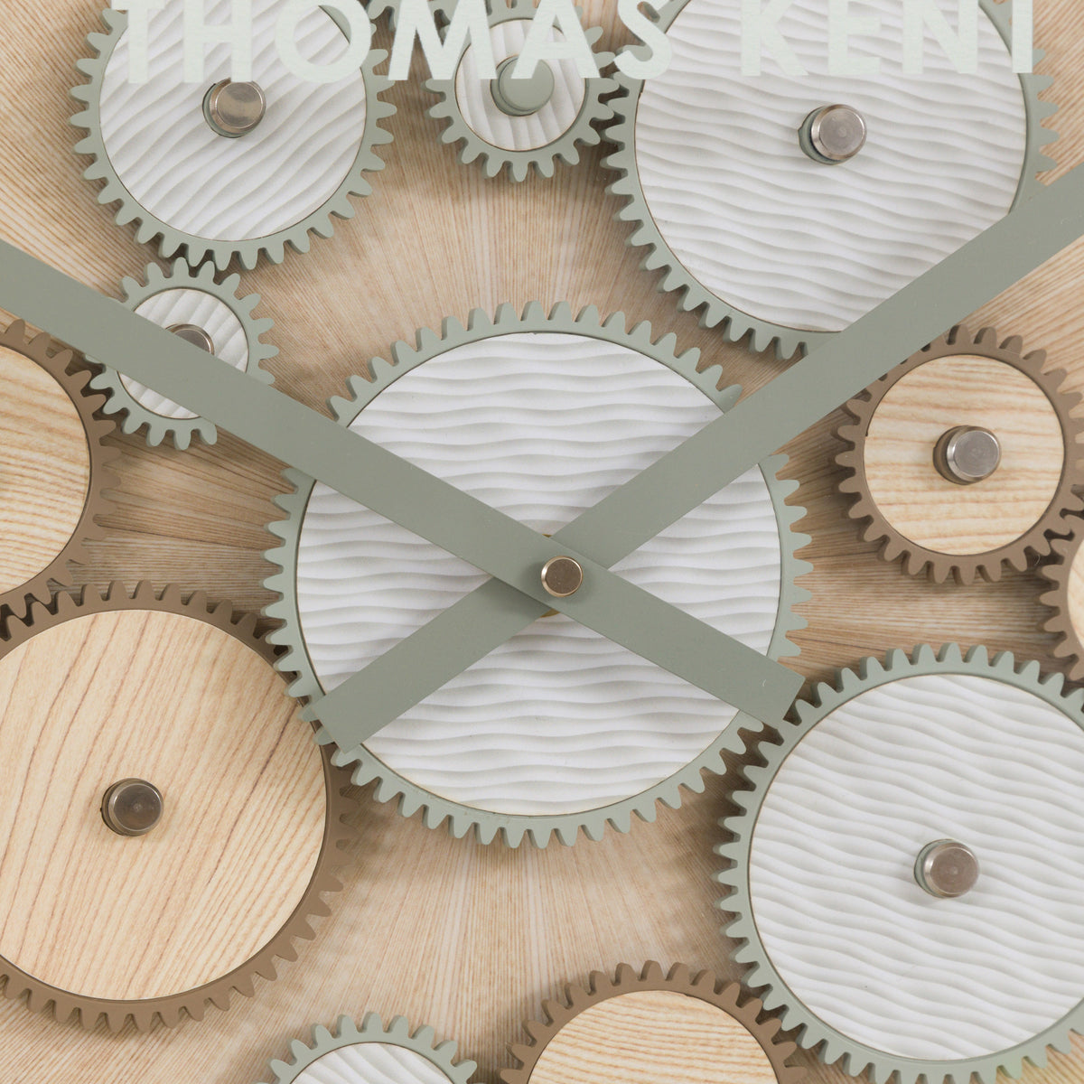 Gallery Direct Clocksmith Grand Clock Cog Ivory, close-up of the clock face and finish