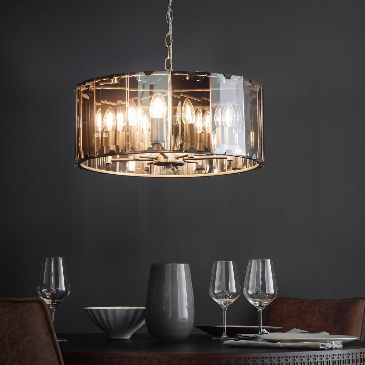 Gallery Direct Clooney 8 Pendant Light, styled in a room setting