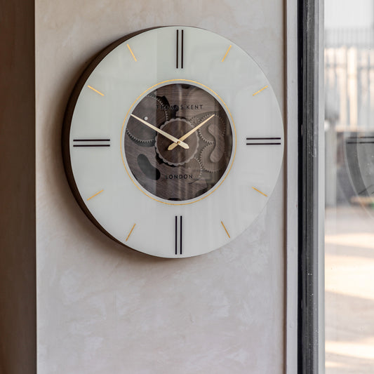 Gallery Direct Cogger Wall Clock Dark Walnut displayed in a styled interior