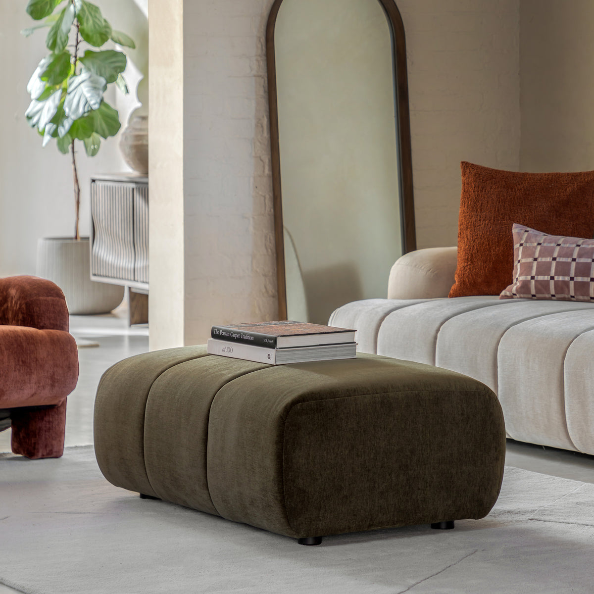 Gallery Direct Como Footstool styled in a living room