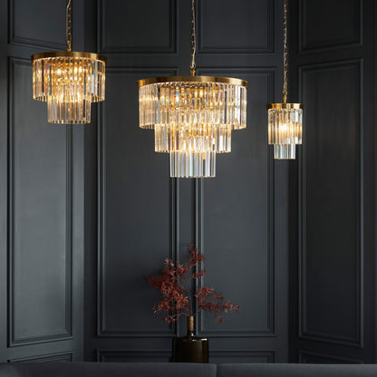 Gallery Direct Conaston 1 Pendant Light Brushed Aged Brass, styled in a room setting