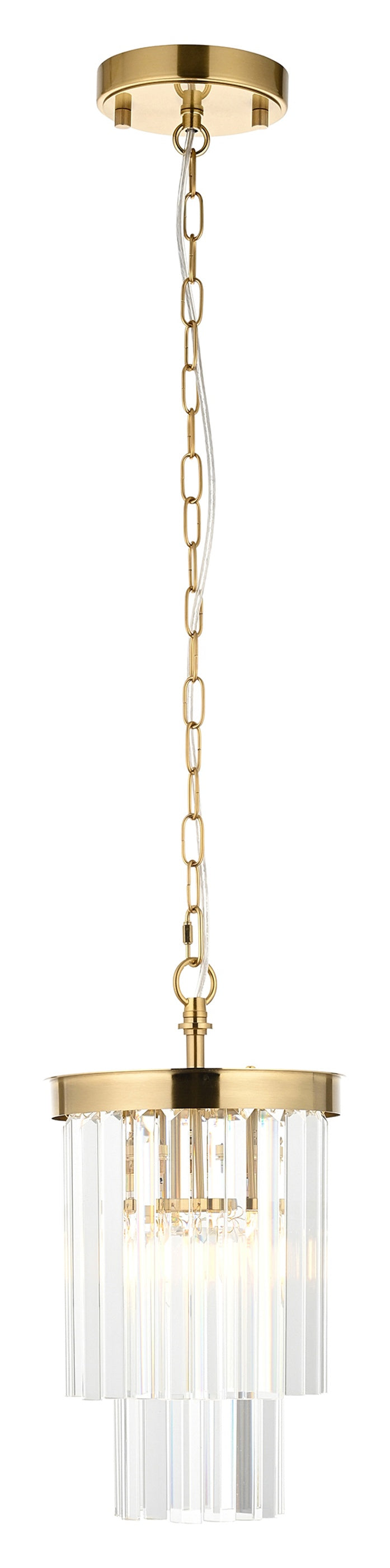 Gallery Direct Conaston 1 Pendant Light Brushed Aged Brass, complete product view on a white background