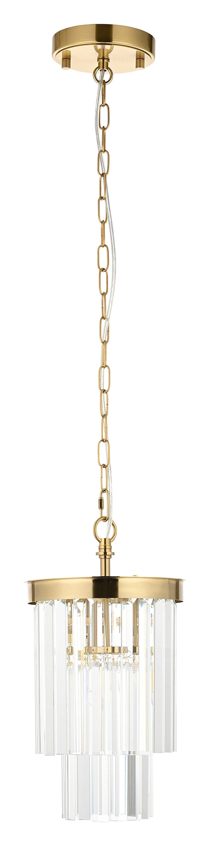 Gallery Direct Conaston 1 Pendant Light Brushed Aged Brass, complete product view on a white background