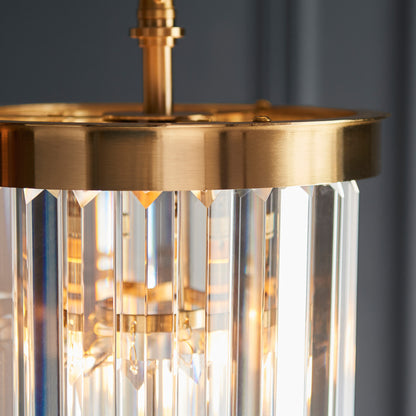 Gallery Direct Conaston 1 Pendant Light Brushed Aged Brass, close-up of the finish and design