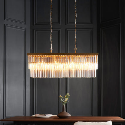 Gallery Direct Conaston 4 Bar Pendant Light Brushed Aged Brass, styled in a room setting