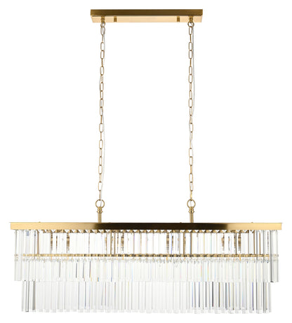 Gallery Direct Conaston 4 Bar Pendant Light Brushed Aged Brass, complete product view on a white background