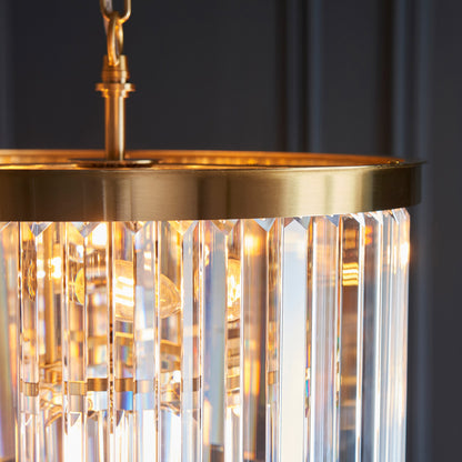 Gallery Direct Conaston 4 Pendant Light Brushed Aged Brass, close-up of the finish and design