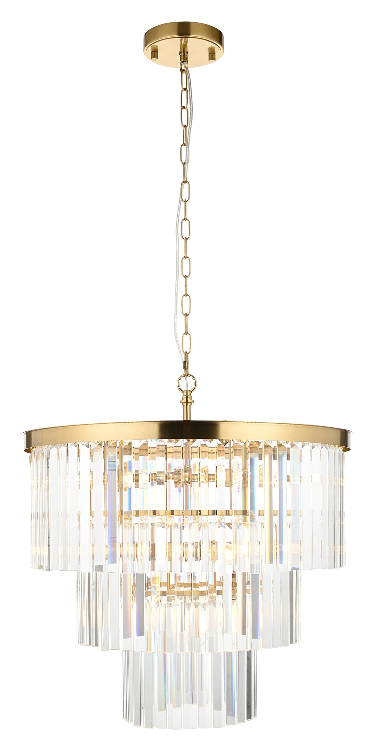 Gallery Direct Conaston 7 Pendant Light Brushed Aged Brass, complete product view on a white background