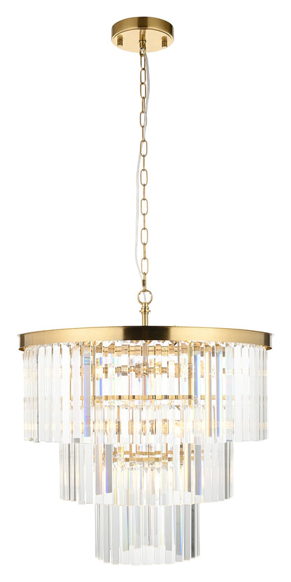 Gallery Direct Conaston 7 Pendant Light Brushed Aged Brass, complete product view on a white background