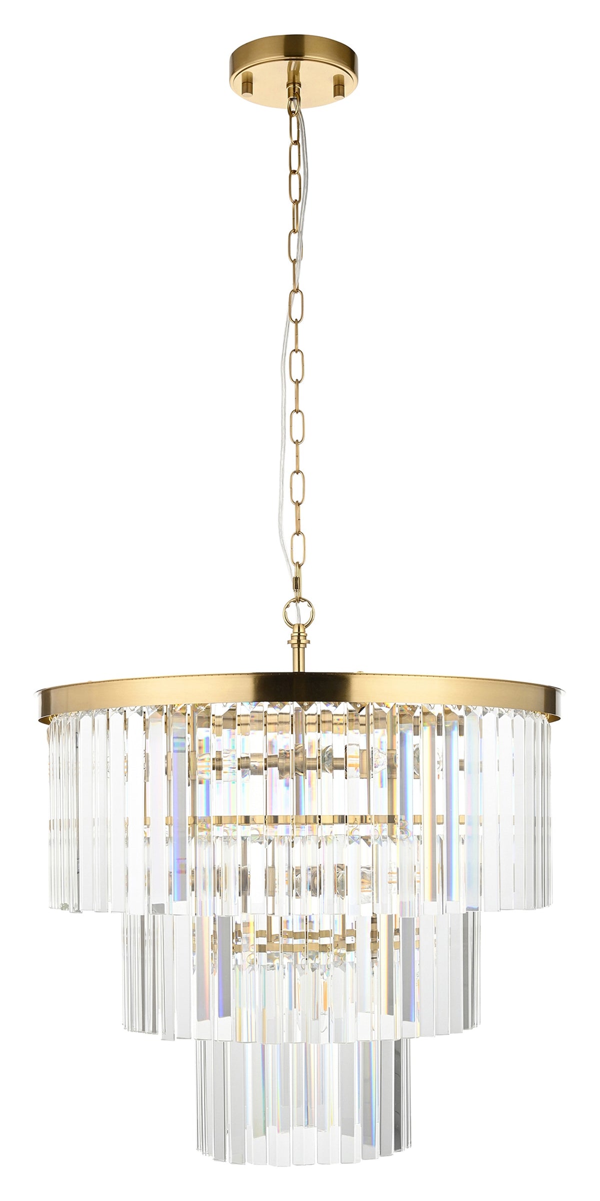 Gallery Direct Conaston 7 Pendant Light Brushed Aged Brass, complete product view on a white background