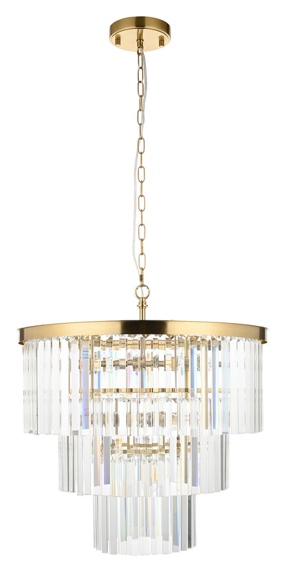 Gallery Direct Conaston 7 Pendant Light Brushed Aged Brass, complete product view on a white background