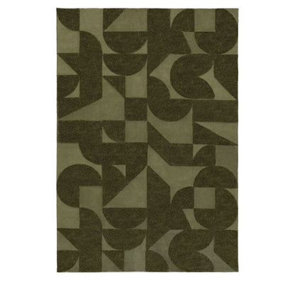 Gallery Direct Cortland Olive Green Block Rug measuring 1600x2300mm with a bold geometric design