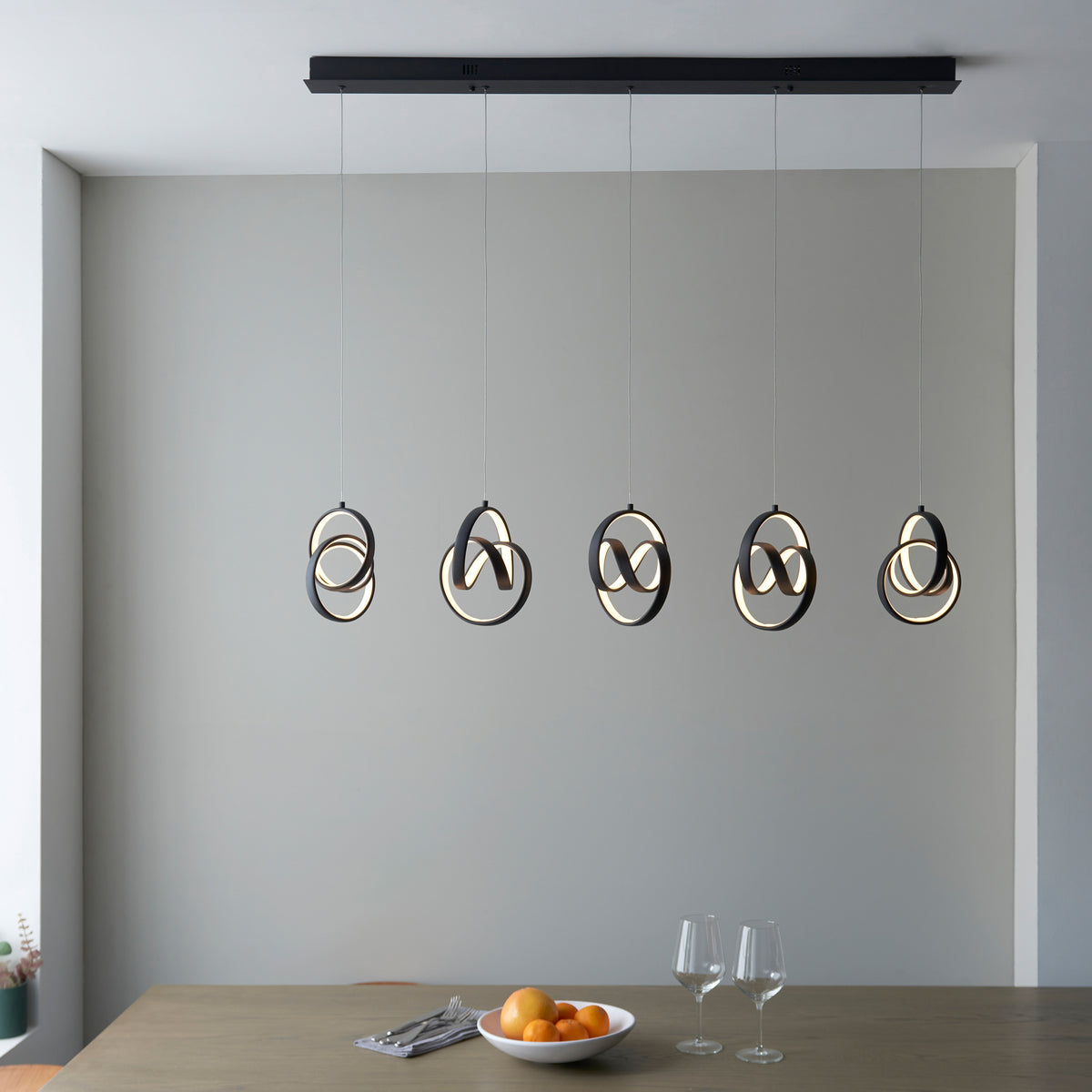 Gallery Direct Cosma 5 Pendant Light, styled in a room setting