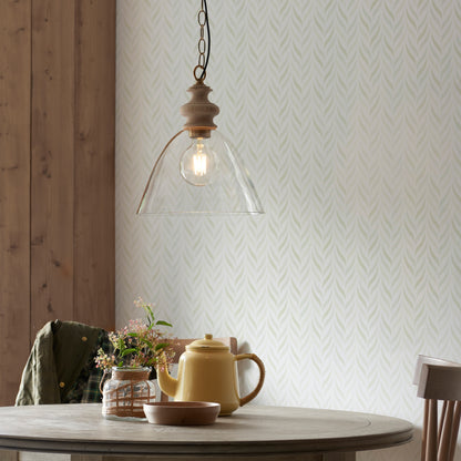 Gallery Direct Cotswold 1 Pendant Light Natural Ash, styled in a room setting